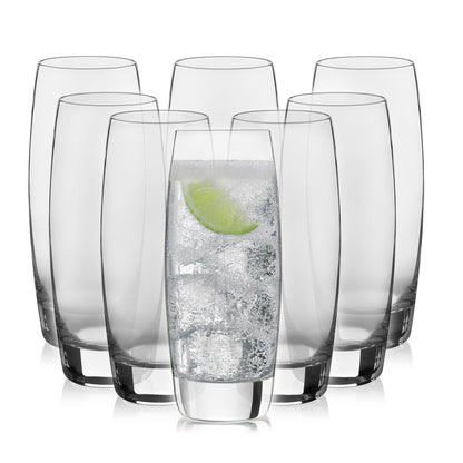 Heavy Base Drinking Glasses Set of 8, Weighted Clear Water Cups | 15.5 oz Capacity for Water, Juice, Soda, Cocktails, and More with Weighted Base and Dishwasher-Safe Cleanup