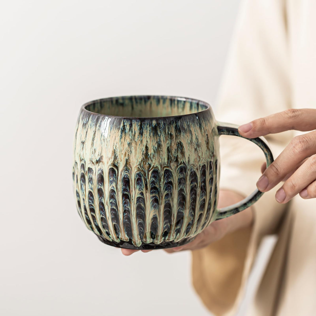 Large Ceramic Coffee Mug - 20oz Big Tea Cup, Blue | Large Tea Mug, Microwave Safe, Dishwasher Safe