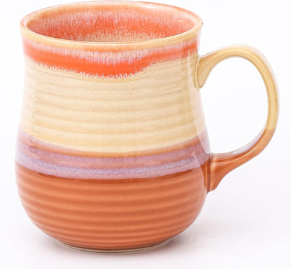 21 oz Large Ceramic Coffee Mugs, Handmade Tea Cups with Handle | Pottery Mug Handmade for Office and Home, for Men and Women, Dishwasher and Microwave Safe, Great Gift, Orange