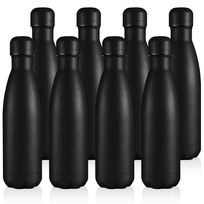 Volhoply 17oz Insulated Stainless Steel Water Bottle, Double Wall Vacuum Flask, Keeps Cold 24h & Hot 12h, Available in Packs of 1, 4, or 8（Silver,1 Pack)
