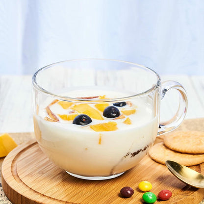 470Ml/15.5oz Glass Milk Tea Round Breakfast Cup, Home Simple Coffee - Milk Cup