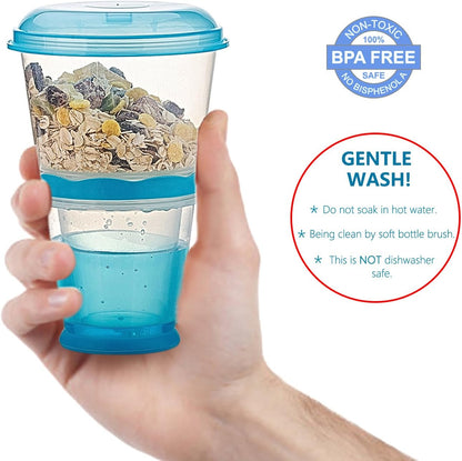 INOGIH Cereal On the Go Cups Breakfast-Portable Drink-Cup Cereal To-Go Container-Cup with Spoon (Blue)