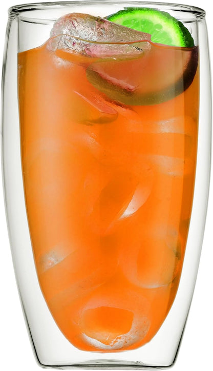Bodum 15oz Pavina Double Wall High-Heat Borosilicate Glass, Set of 2, Clear