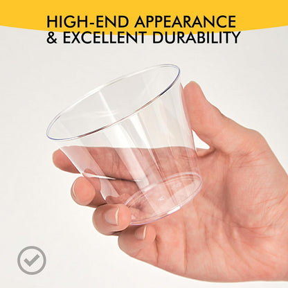 RACETOP 200 Pack 9 oz Clear Plastic Cups for Party | Disposable Clear Cup, Disposable Cups, Wine Glasses Cups, Plastic Cocktail Glasses