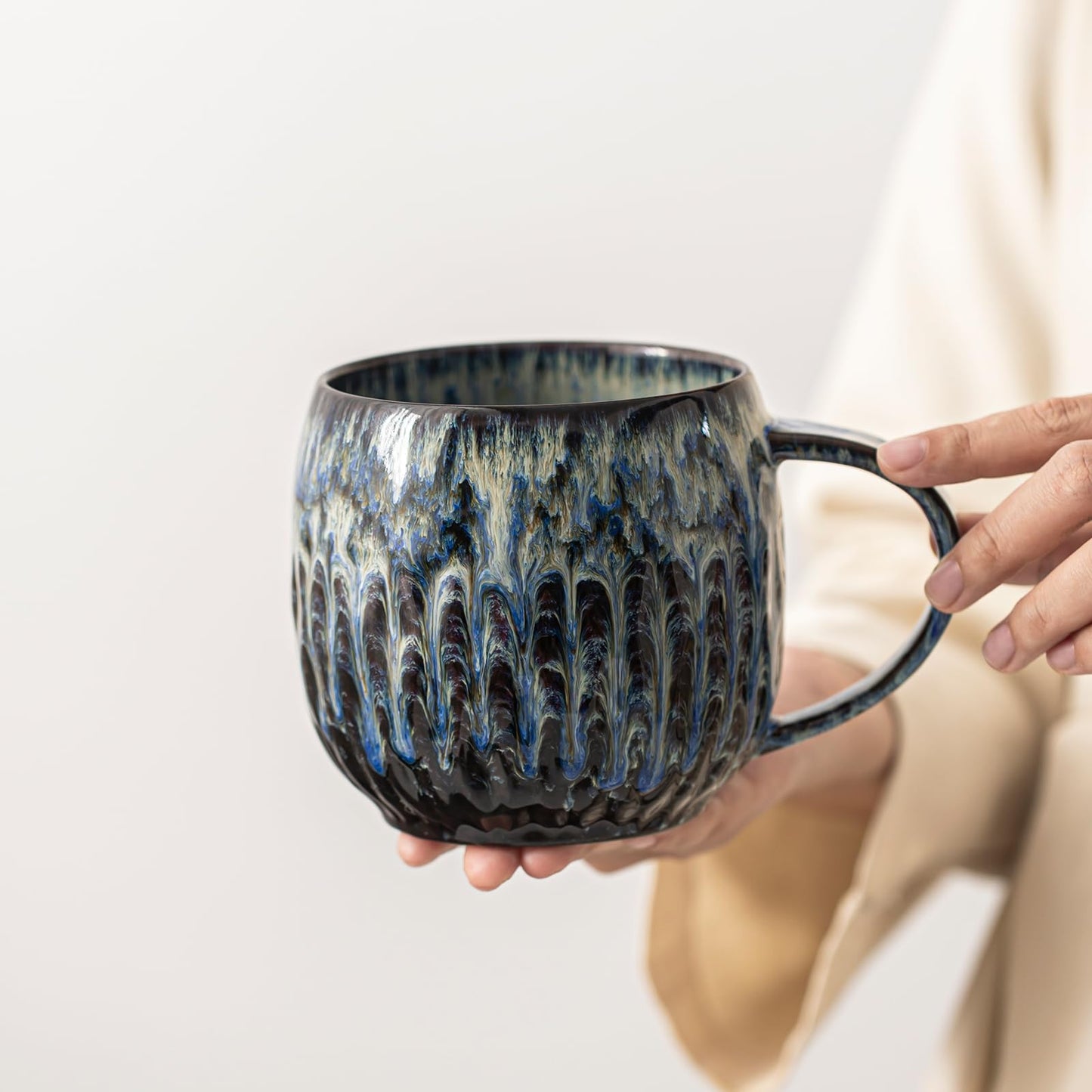 Large Ceramic Coffee Mug - 20oz Big Tea Cup, Blue | Large Tea Mug, Microwave Safe, Dishwasher Safe