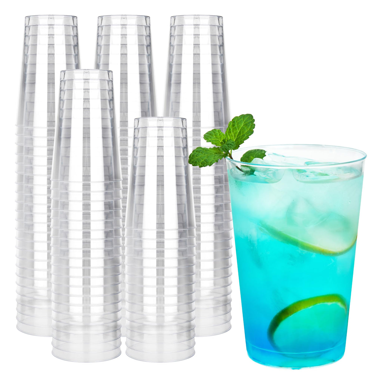RACETOP 200 Pack 9 oz Clear Plastic Cups for Party | Disposable Clear Cup, Disposable Cups, Wine Glasses Cups, Plastic Cocktail Glasses