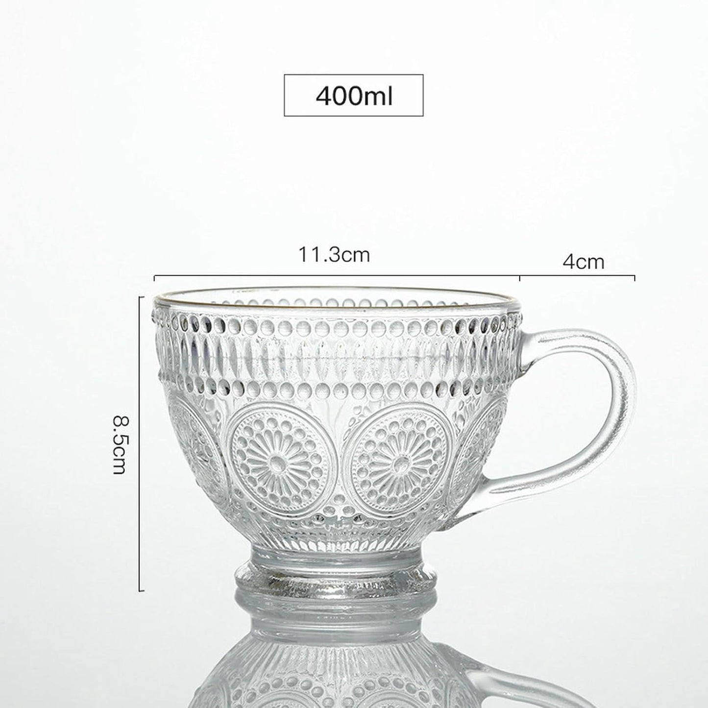 400Ml/13.5oz Transparent Oatmeal Breakfast Cup, Home Coffee Milk Glass Cup - Carved Milk Cup - Foam Box Packaging