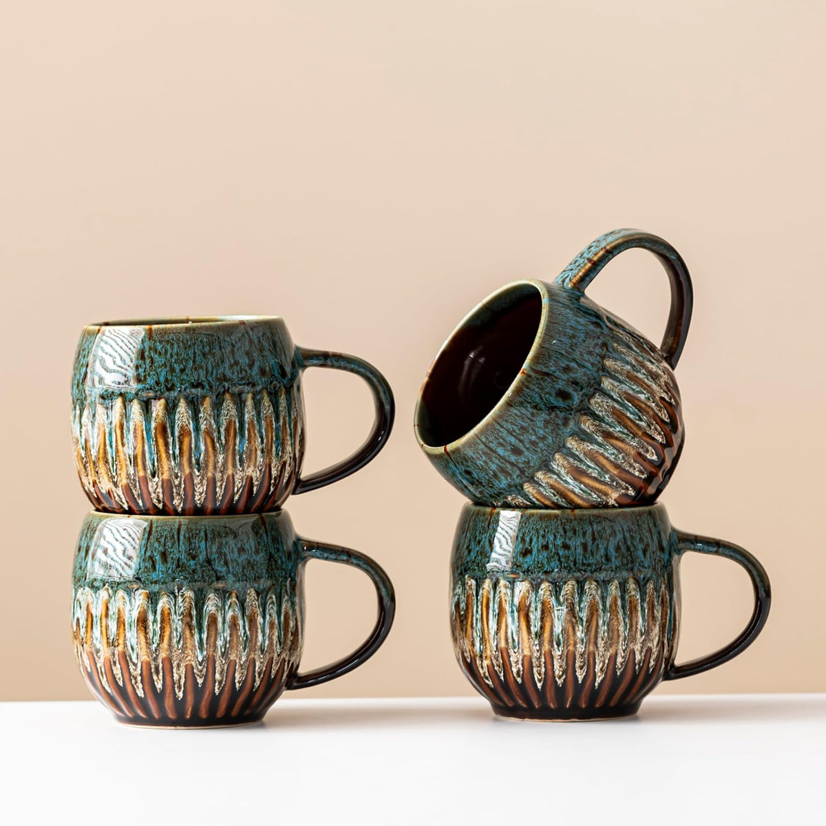 Large Ceramic Coffee Mug - 20oz Big Tea Cup, Green | Large Tea Mug, Microwave Safe, Dishwasher Safe