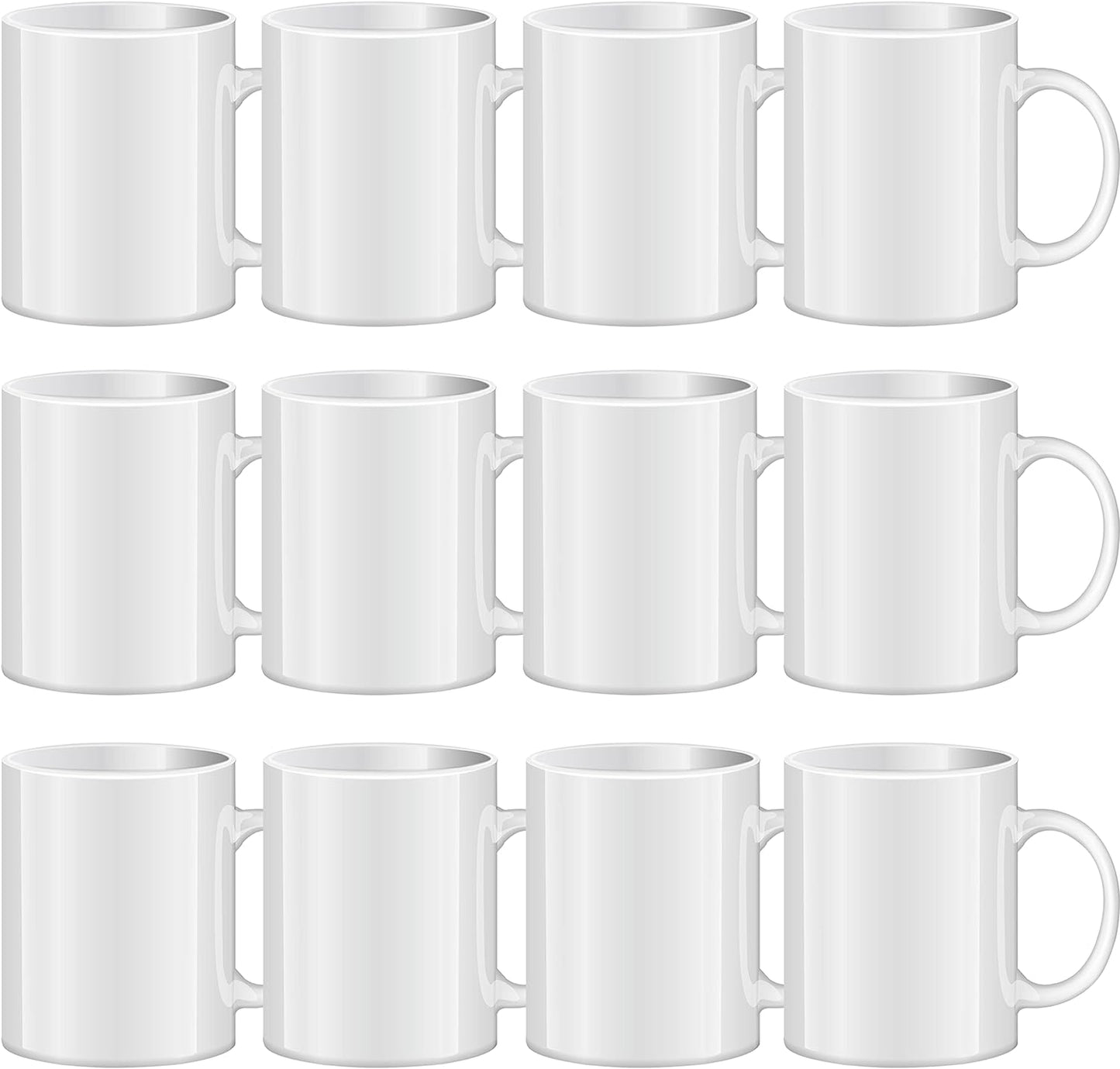 TANGLONG 11oz White Ceramic Sublimation Cups,12PCS Mugs Blank for DIY gifts | Tazas Para Sublimar,Ceramic Cup,Sublimation Mugs Blank, Bulk Mugs for Coffee, Tea, Latte, Soup, Milk, Cocoa, homemade gifts