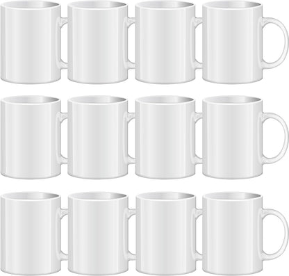 TANGLONG 11oz White Ceramic Sublimation Cups,12PCS Mugs Blank for DIY gifts | Tazas Para Sublimar,Ceramic Cup,Sublimation Mugs Blank, Bulk Mugs for Coffee, Tea, Latte, Soup, Milk, Cocoa, homemade gifts