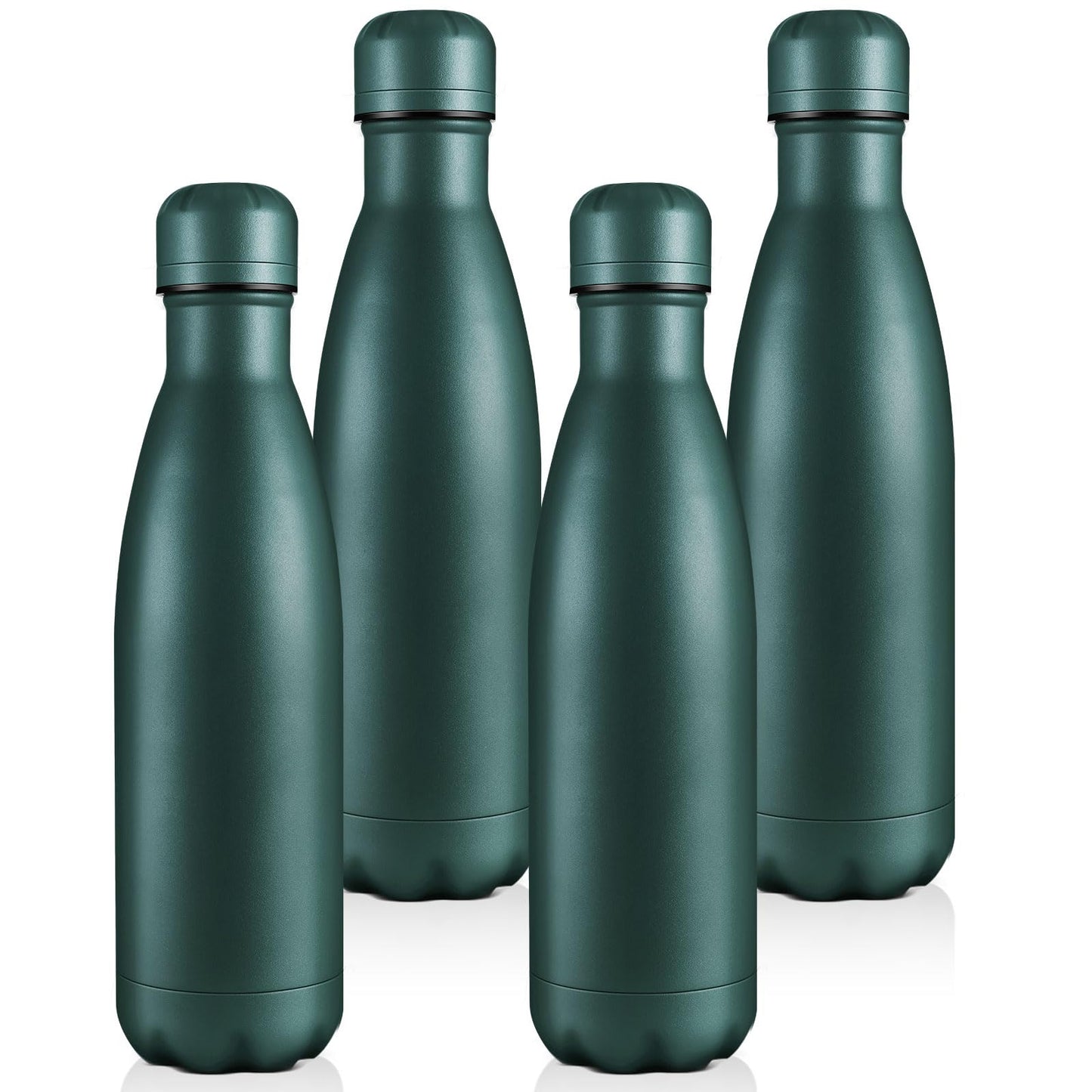 Volhoply 17oz Insulated Stainless Steel Water Bottle, Double Wall Vacuum Flask, Keeps Cold 24h & Hot 12h, Available in Packs of 1, 4, or 8（Silver,1 Pack)
