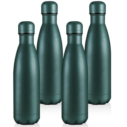 Volhoply 17oz Insulated Stainless Steel Water Bottle, Double Wall Vacuum Flask, Keeps Cold 24h & Hot 12h, Available in Packs of 1, 4, or 8（Silver,1 Pack)