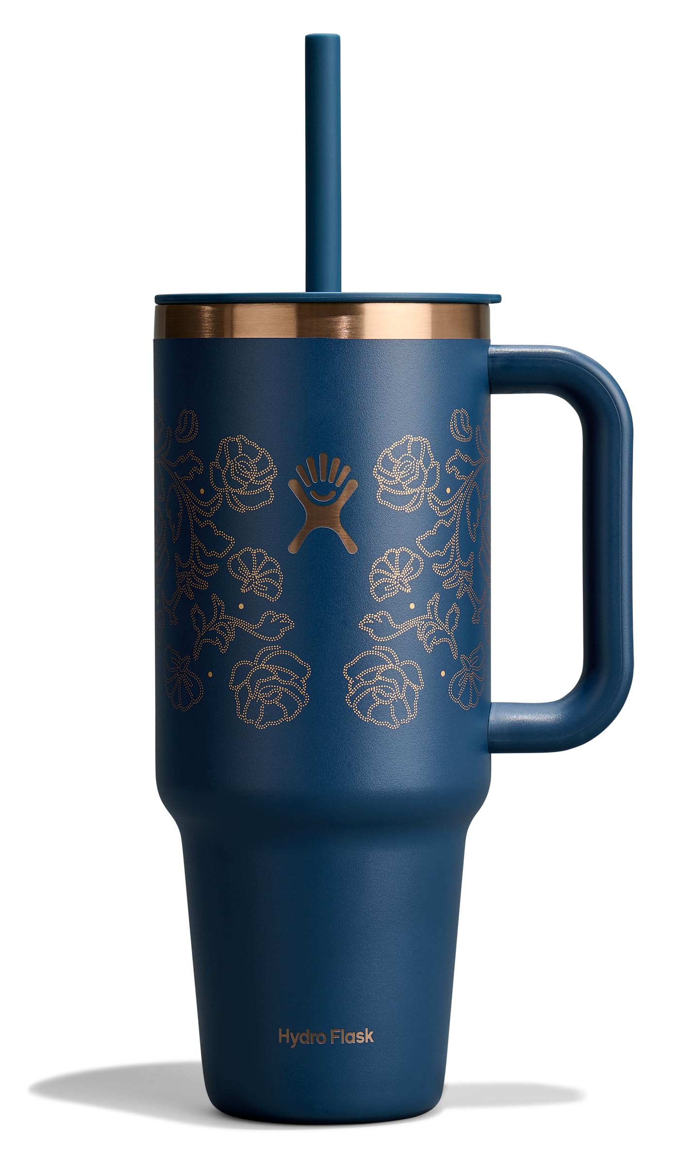 Hydro Flask Travel Tumbler with Handle, Lid and Straw - Insulated Stainless Steel in 40 Oz Trillium