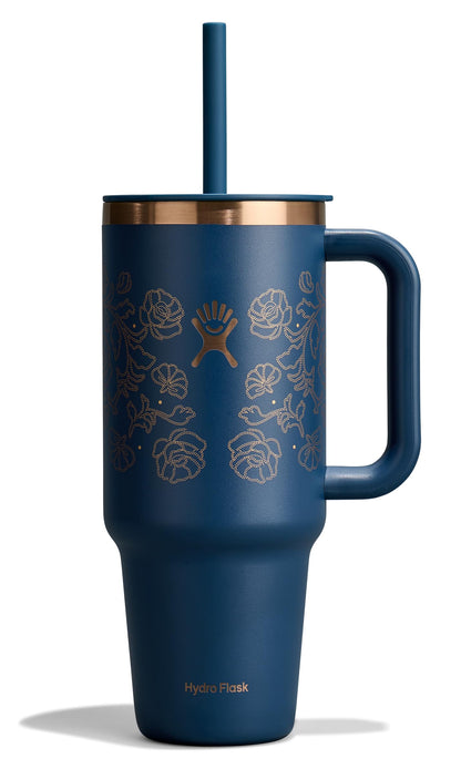 Hydro Flask Travel Tumbler with Handle, Lid and Straw - Insulated Stainless Steel in 40 Oz Trillium