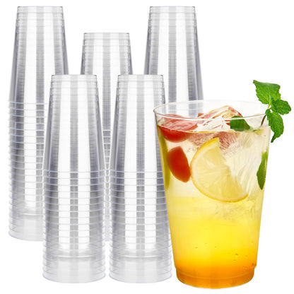 RACETOP 200 Pack 9 oz Clear Plastic Cups for Party | Disposable Clear Cup, Disposable Cups, Wine Glasses Cups, Plastic Cocktail Glasses