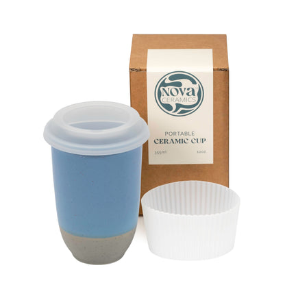 NOVA CERAMICS Travel Mug On the Go Coffee Mug Microwave & Dishwasher Safe Green Tumbler - Gifts For Women Men 16oz Afterglow