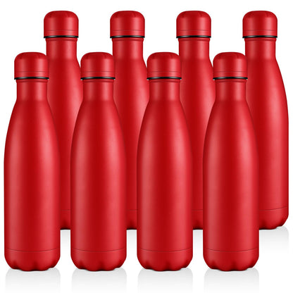 Volhoply 17oz Insulated Stainless Steel Water Bottle, Double Wall Vacuum Flask, Keeps Cold 24h & Hot 12h, Available in Packs of 1, 4, or 8（Silver,1 Pack)