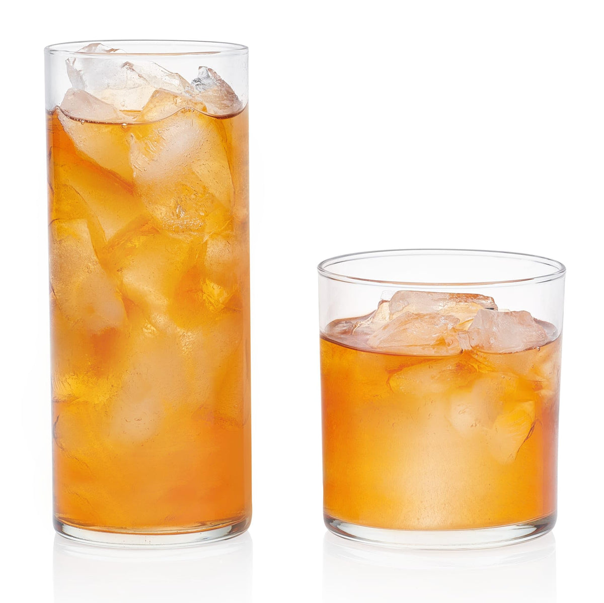 Libbey Ascent Tumbler & Rocks Drinking Glasses Set of 16, Clear Glass Cups | 16.25 oz & 12.25 oz Capacities Glasses for Water, Juice, Cocktails, and More with Curved Design and Dishwasher-Safe Care
