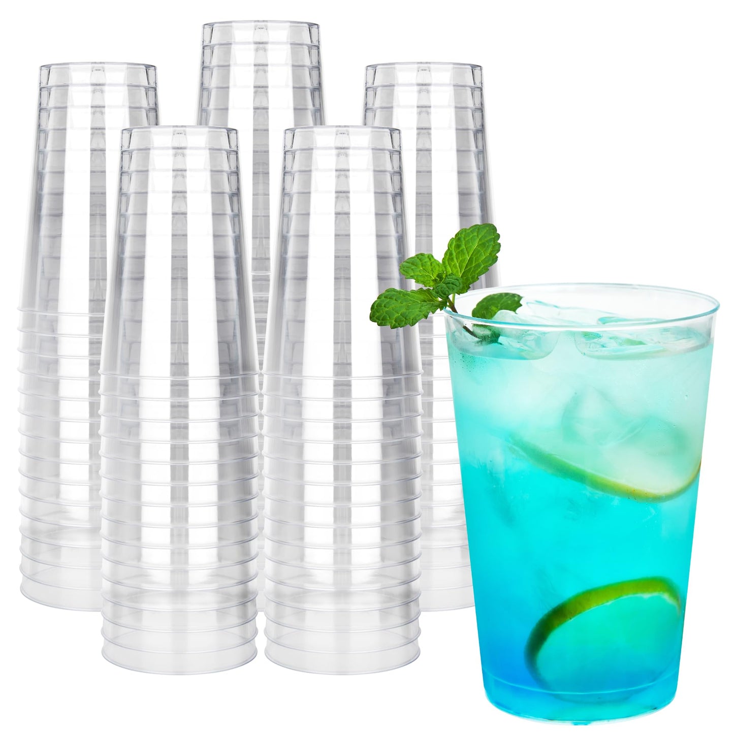 RACETOP 200 Pack 9 oz Clear Plastic Cups for Party | Disposable Clear Cup, Disposable Cups, Wine Glasses Cups, Plastic Cocktail Glasses