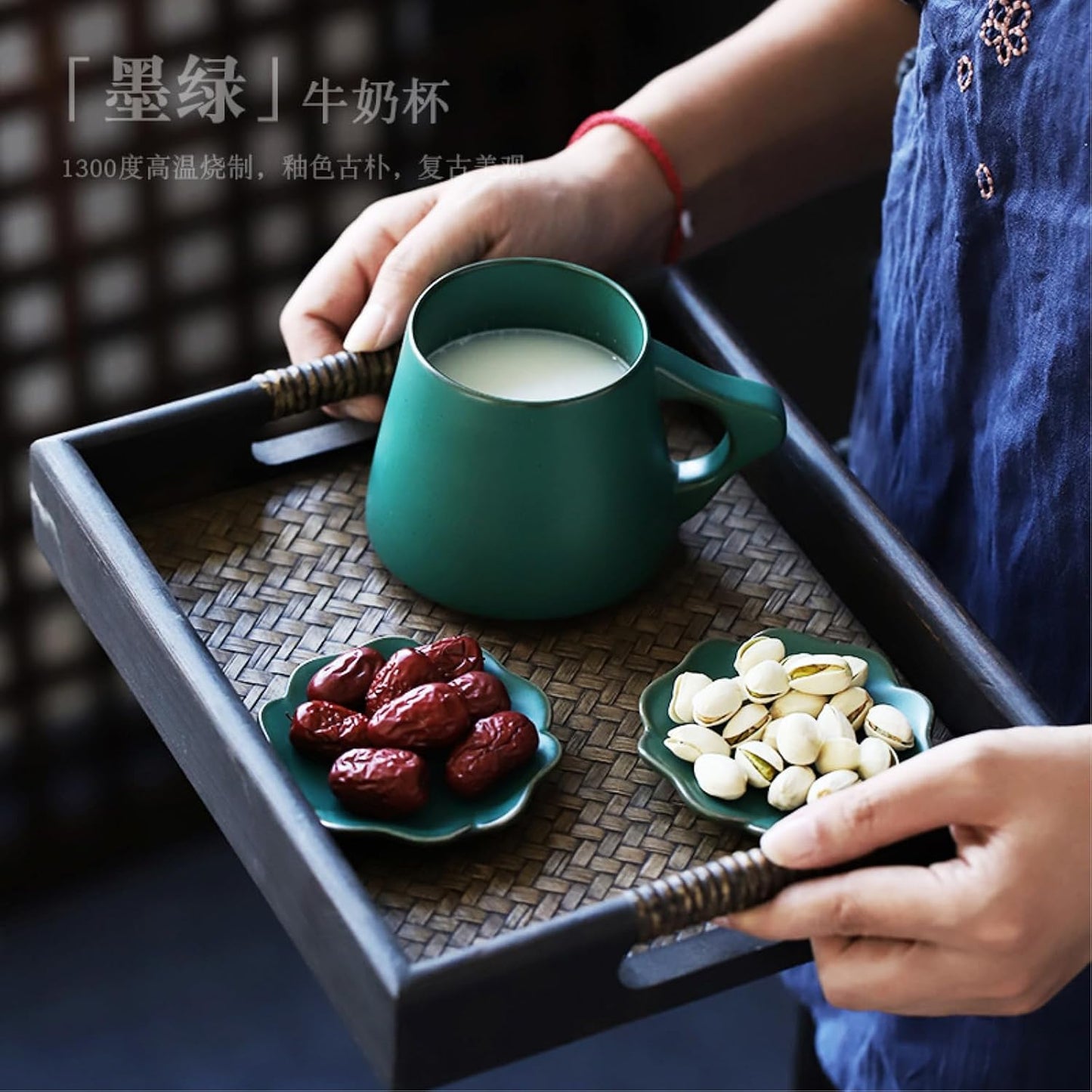 380ml-12.5oz ceramic couple breakfast cup creative individual milk cup-ⅵ blue
