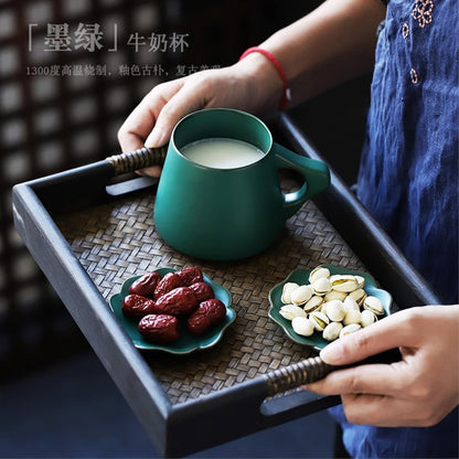 380ml-12.5oz ceramic couple breakfast cup creative individual milk cup-ⅵ blue