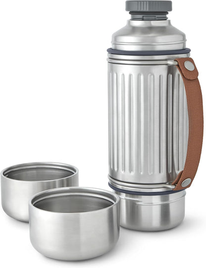 BLACK + BLUM Explorer Flask Duo | Insulated Stainless Steel | 2 Cups | 1L | Leak Proof, 24H Hot or Cold, Vacuum Insulated, 2 Steel Cups, Easy Pour Lid, Carry Strap, Ideal for Camping & Outdoors