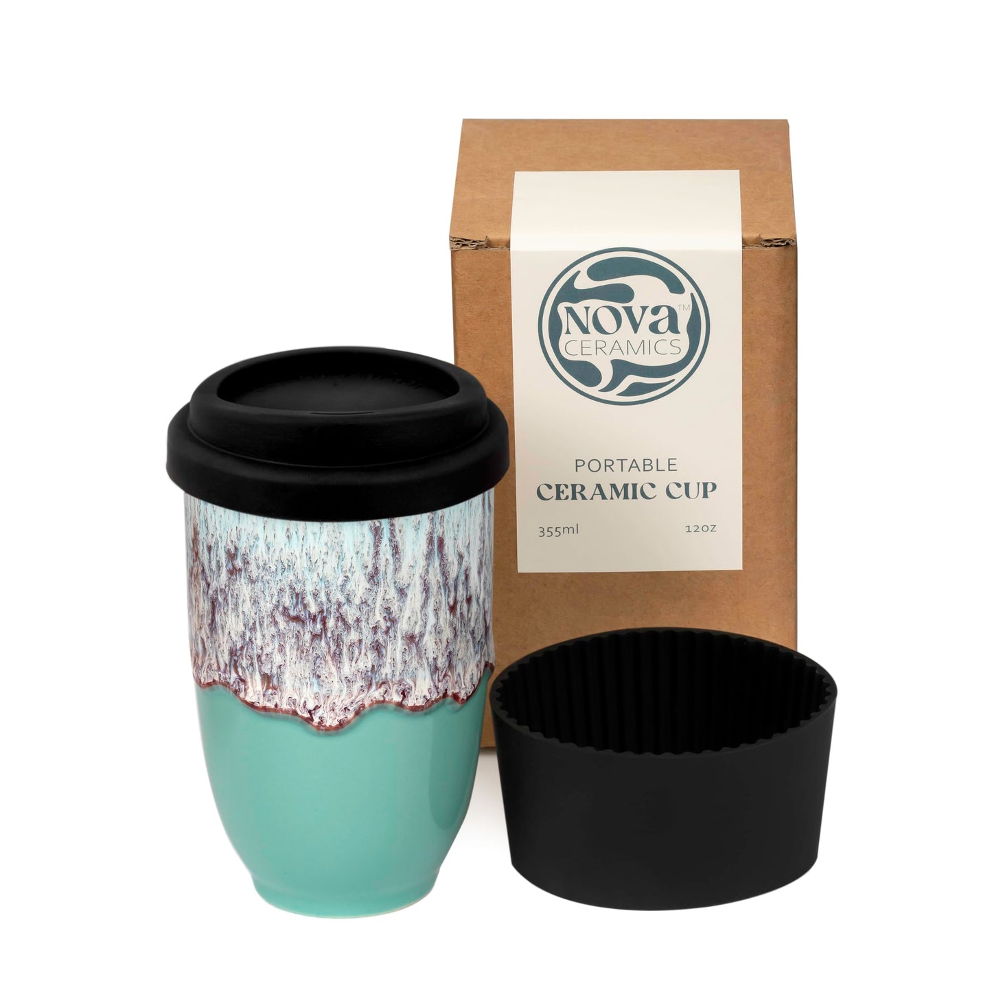 NOVA CERAMICS Coffee Travel Mug – Reusable Coffee – Microwave & Dishwasher Safe Coffee Green Tumbler - Gifts For Women Men Him Her – 16oz – Emerald