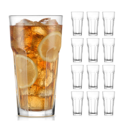 Libbey Gibraltar DuraTuff Drinking Glass Drinking Cup Set, Iconic Heavy Base Bar Glassware Thick Drinking Glasses Set of 12, 22-Ounce Iced Tea Glasses