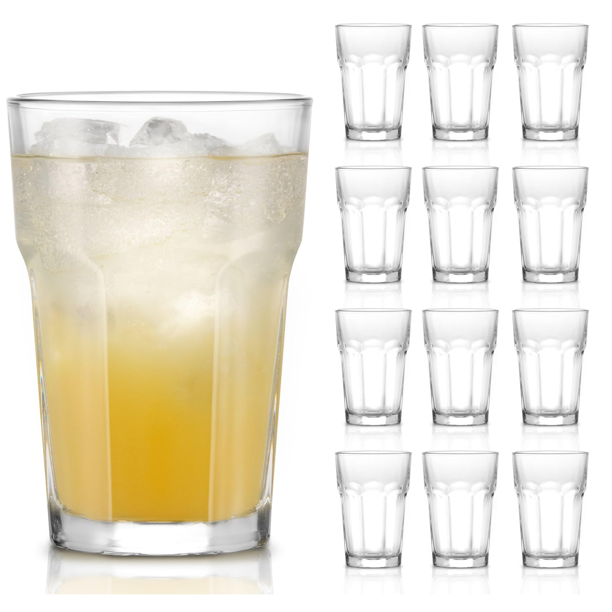Libbey Gibraltar DuraTuff Drinking Glass Drinking Cup Set, Iconic Heavy Base Bar Glassware Thick Drinking Glasses Set of 12, 22-Ounce Iced Tea Glasses
