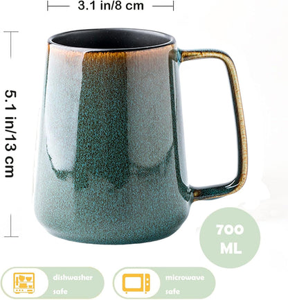 Large Ceramics Coffee Mugs,24 oz,Large Handle Design,Extra Large Tea and Coffee Cup for Office and Home，Microwave and Dishwasher Safe(Color:24 oz green)