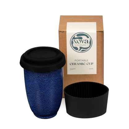 NOVA CERAMICS Travel Mug On the Go Coffee Mug Microwave & Dishwasher Safe Green Tumbler - Gifts For Women Men 16oz Afterglow