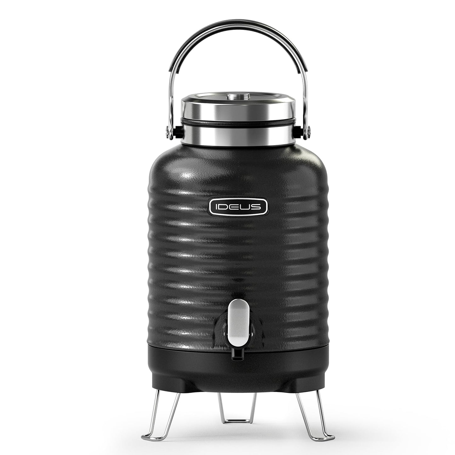 IDEUS Thermal Coffee Carafe, Stainless Steel Double Wall Insulated Vacuum Flask, Water Jug Coffee Server and Beverage Dispenser, Heat and Cold Retention (White-Gold, 68, Fluid Ounces)