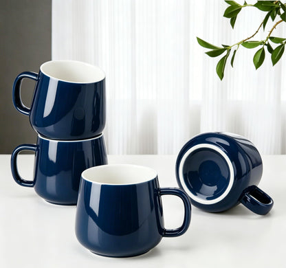Teocera Coffee Mugs Set of 4-12oz Chip-Resistant Ceramic Cups with Ergonomic Handle | Dishwasher & Microwave Safe White Mugs | Keeps Beverage Hot, Perfect for Family Kitchen & Holiday Gifts