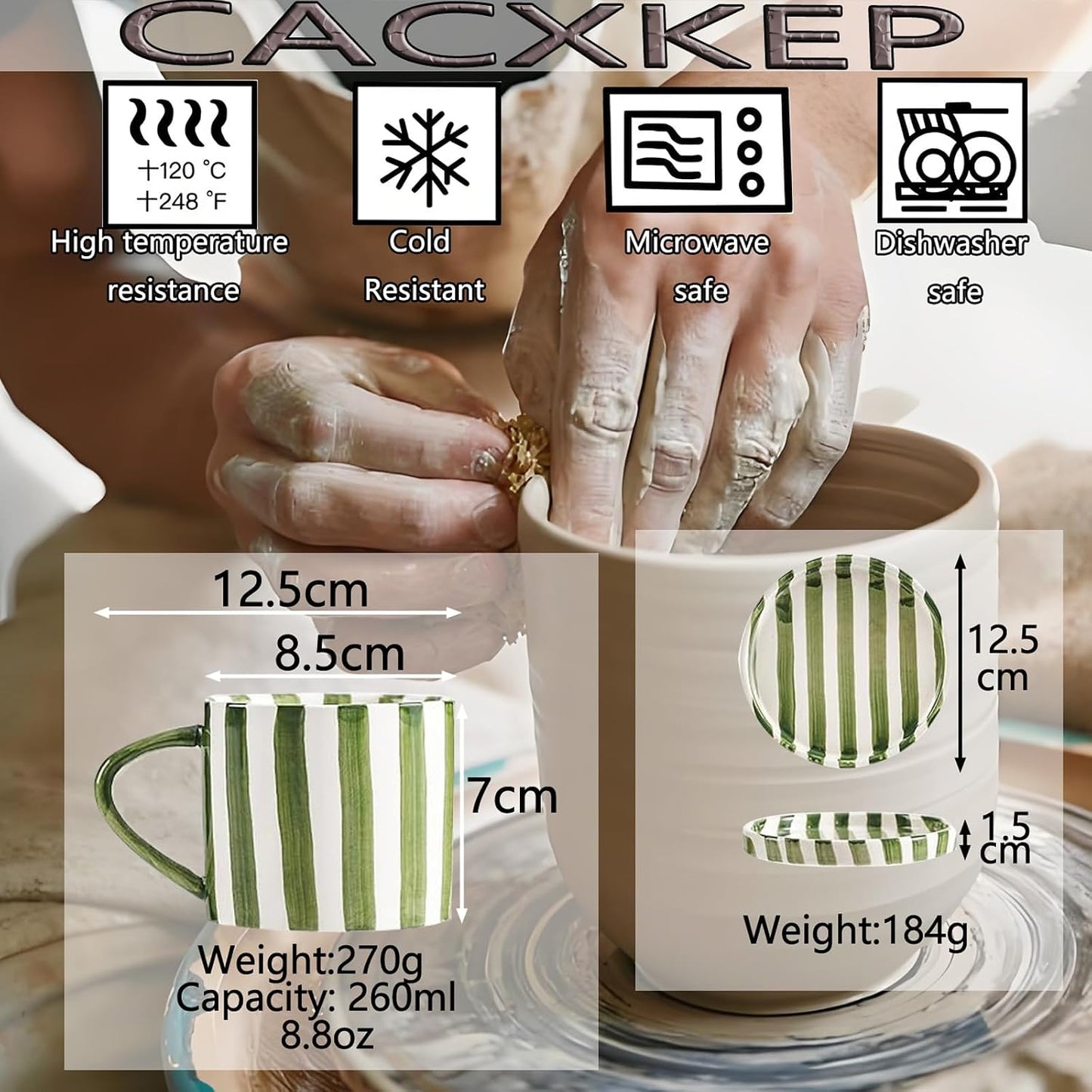 8 Oz Coffee Mug Large Espresso Cups With Saucer Ceramic Coffee Mugs Porcelain Coffee Cup With Saucer Hand-Painted Striped Art Cup And Saucer,C