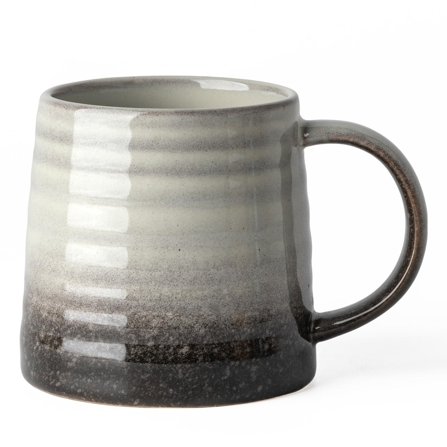 15.5oz Large Heavyweight Ceramic Mug, Reactive (Light Green) | 15.5oz Medium-Large, Heavy Weighted Stoneware, Reactive Transmutation Glaze, Microwave & Dishwasher Safe, Gift Box