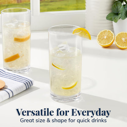 US Acrylic Classic Clear Plastic Reusable Drinking Glasses (Set of 6) 16oz Water Cups | BPA-Free Tumblers, Made in USA | Top-Rack Dishwasher Safe