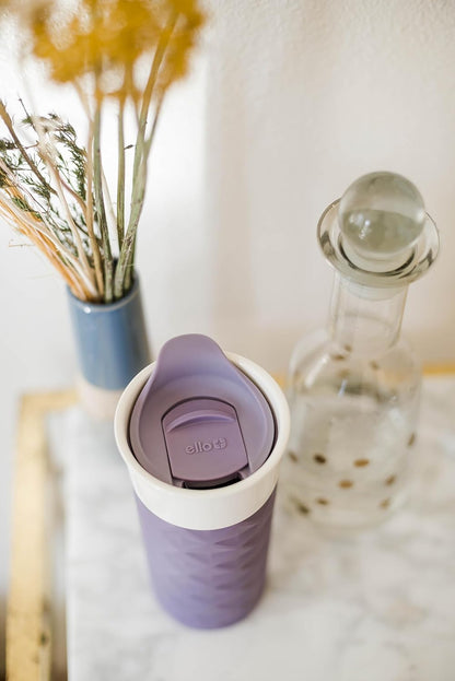 Ello Ogden 16oz Ceramic Travel Mug with Splash-Resistant Slider Lid and Protective Silicone Sleeve, Perfect for Coffee or Tea, BPA-Free, Dishwasher Safe | Splash-resistant ceramic travel mug with slider lid and protective silicone sleeve. BPA-free, great