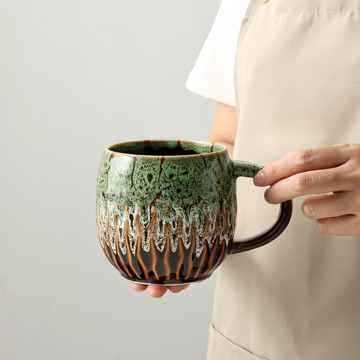 Large Ceramic Coffee Mug - 20oz Big Tea Cup, Green | Large Tea Mug, Microwave Safe, Dishwasher Safe