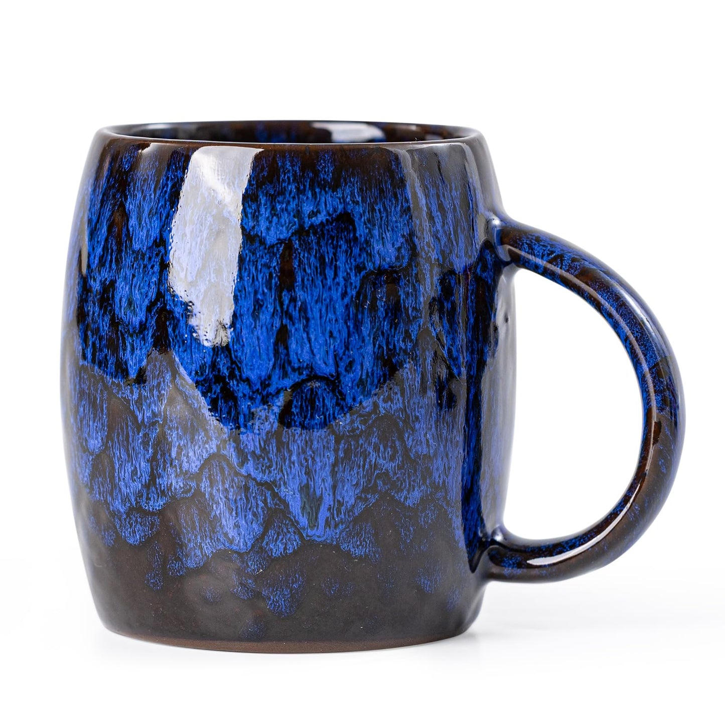 Midnight Blue Ceramic Coffee Mug 15oz - Handcrafted Artisan Mug with Large Handle for Comfort, Unique Birthday Gift for Him/Her, Office Desk Essential, Safe for Dishwasher