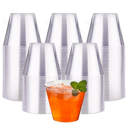RACETOP 200 Pack 9 oz Clear Plastic Cups for Party | Disposable Clear Cup, Disposable Cups, Wine Glasses Cups, Plastic Cocktail Glasses