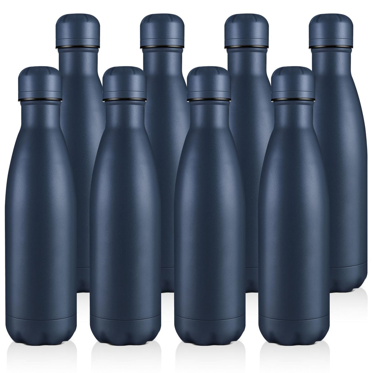 Volhoply 17oz Insulated Stainless Steel Water Bottle, Double Wall Vacuum Flask, Keeps Cold 24h & Hot 12h, Available in Packs of 1, 4, or 8（Silver,1 Pack)
