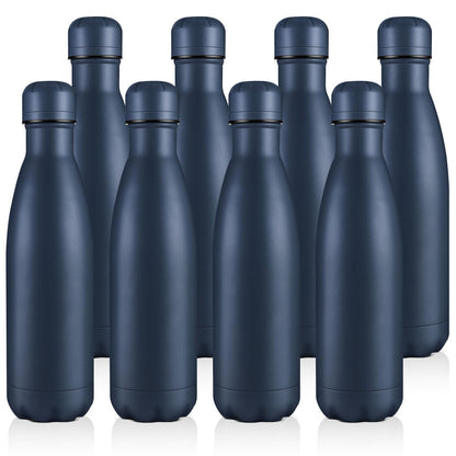 Volhoply 17oz Insulated Stainless Steel Water Bottle, Double Wall Vacuum Flask, Keeps Cold 24h & Hot 12h, Available in Packs of 1, 4, or 8（Silver,1 Pack)