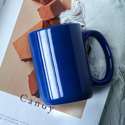 15 OZ Coffee Mug, Classic Blank Ceramic Cup with Large Handle for Tea Latte Cappuccino, Blue