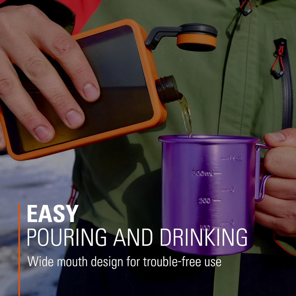 GSI Outdoors Boulder Flask, Shatter-Resistant, Leakproof Hip Flask with Clear Body & Silicone Grip, BPA-Free Bottle for Hiking, Camping & Travel