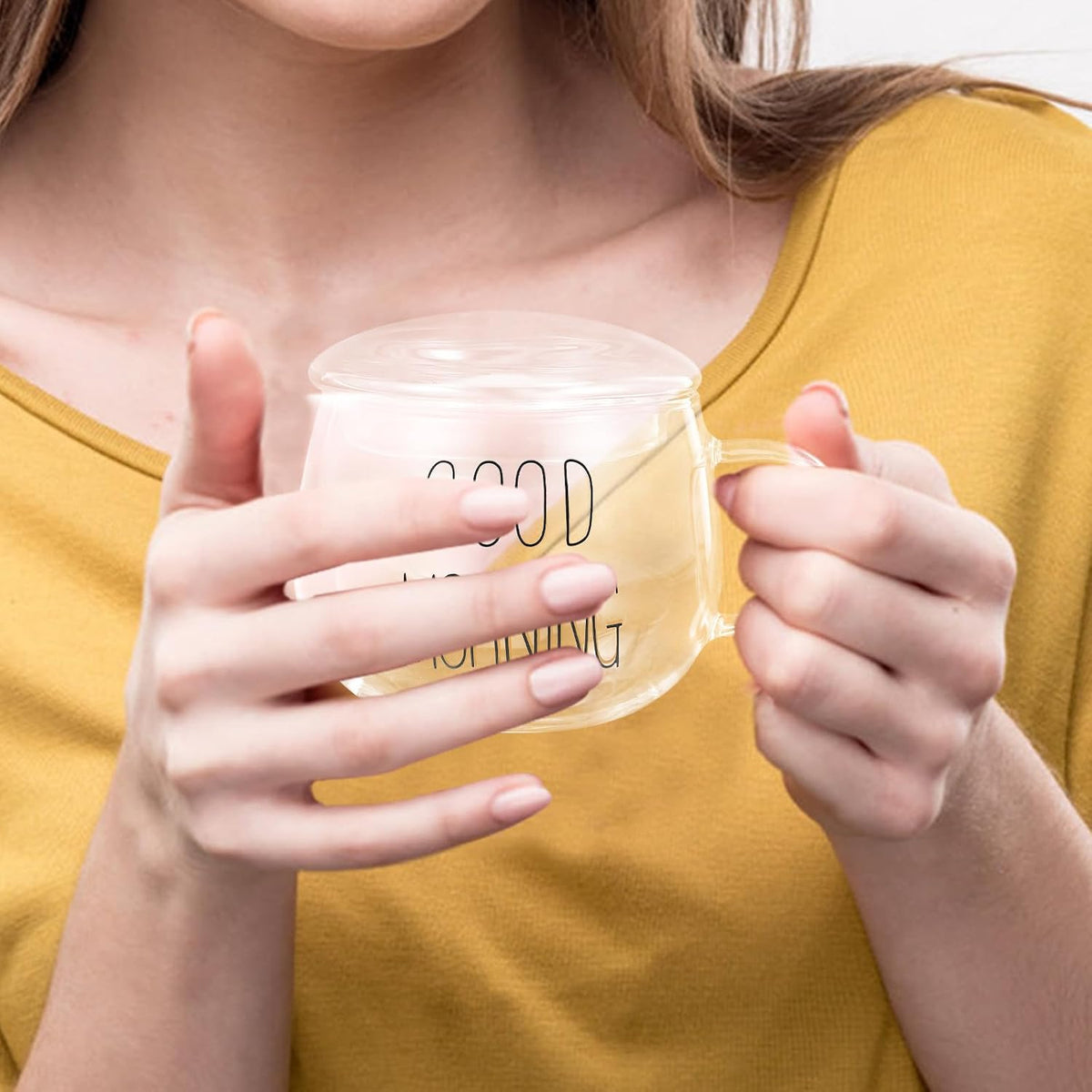 Heat-resistant Glass Milk Cup with Handle 12oz Coffee Mug for Breakfast and Cereal Home Use Microwave Safe Sturdy Single Piece