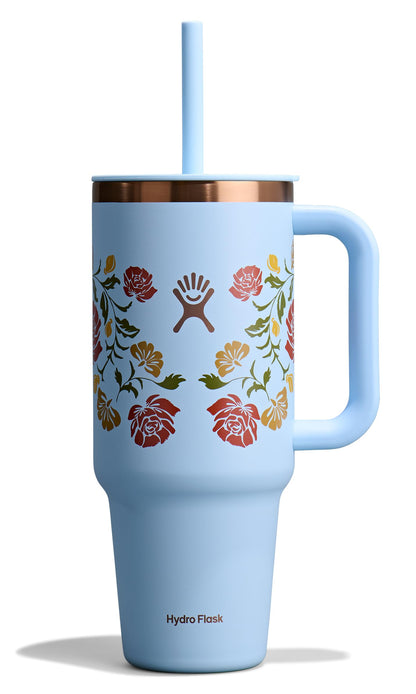Hydro Flask Travel Tumbler with Handle, Lid and Straw - Insulated Stainless Steel in 40 Oz Agave