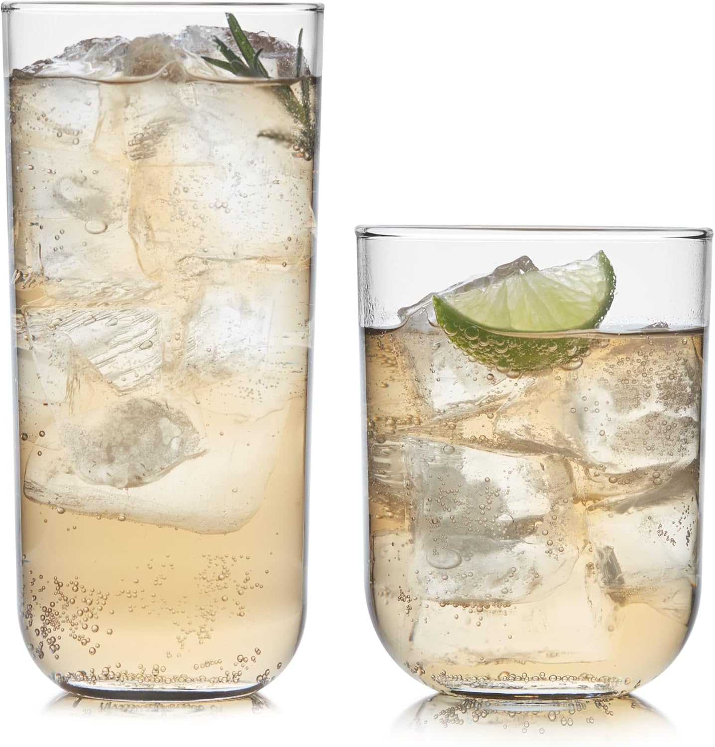 Polaris Axis Tumbler & Rocks Drinking Glasses Set of 16, Glass Cups | 17.75 oz and 15 oz Capacities for Water, Juice, Cocktails, and More with Dishwasher-Safe Convenience for Easy Cleanup
