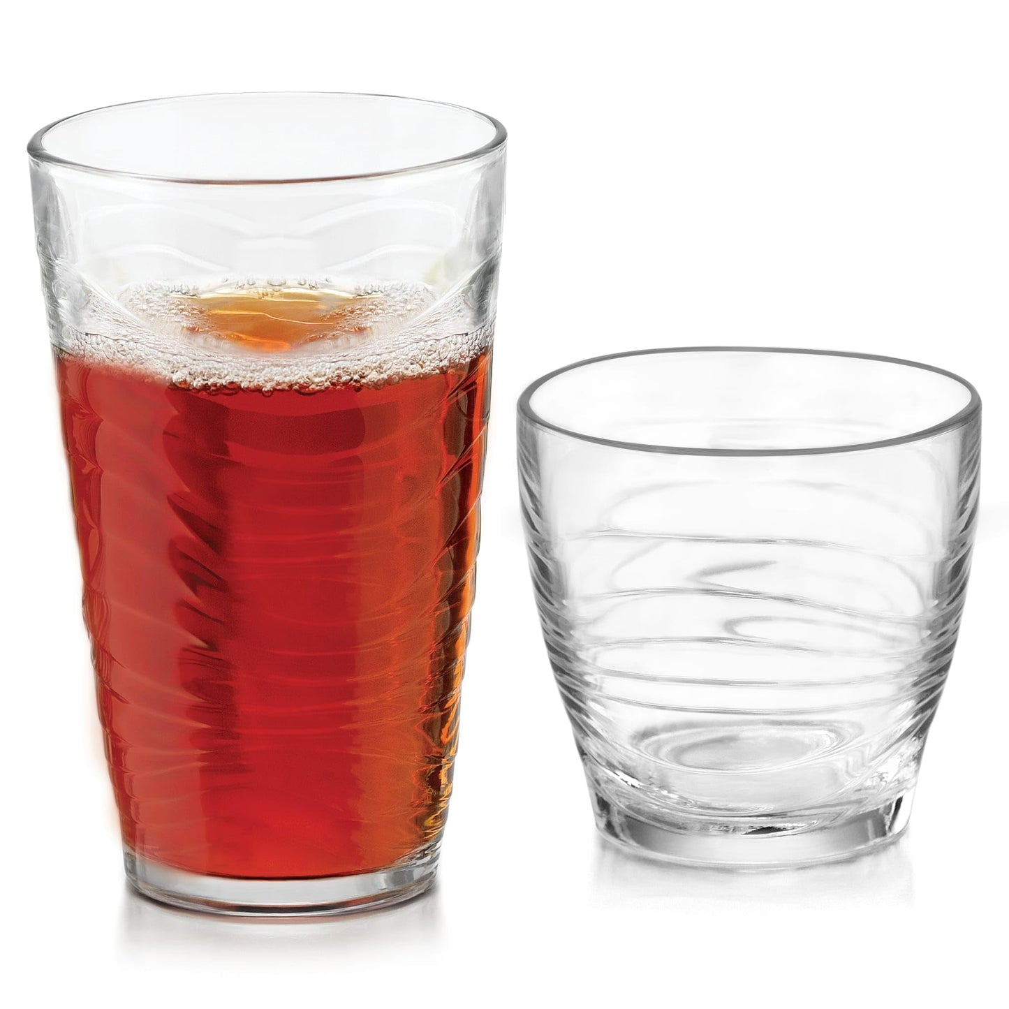 Province Tumbler & Rocks Drinking Glasses Set of 16, Tall Glass Cups | 15.2 oz and 11.1 oz Capacities for Water, Juice, Cocktails, and More with Lightweight Design and Dishwasher-Safe Cleanup