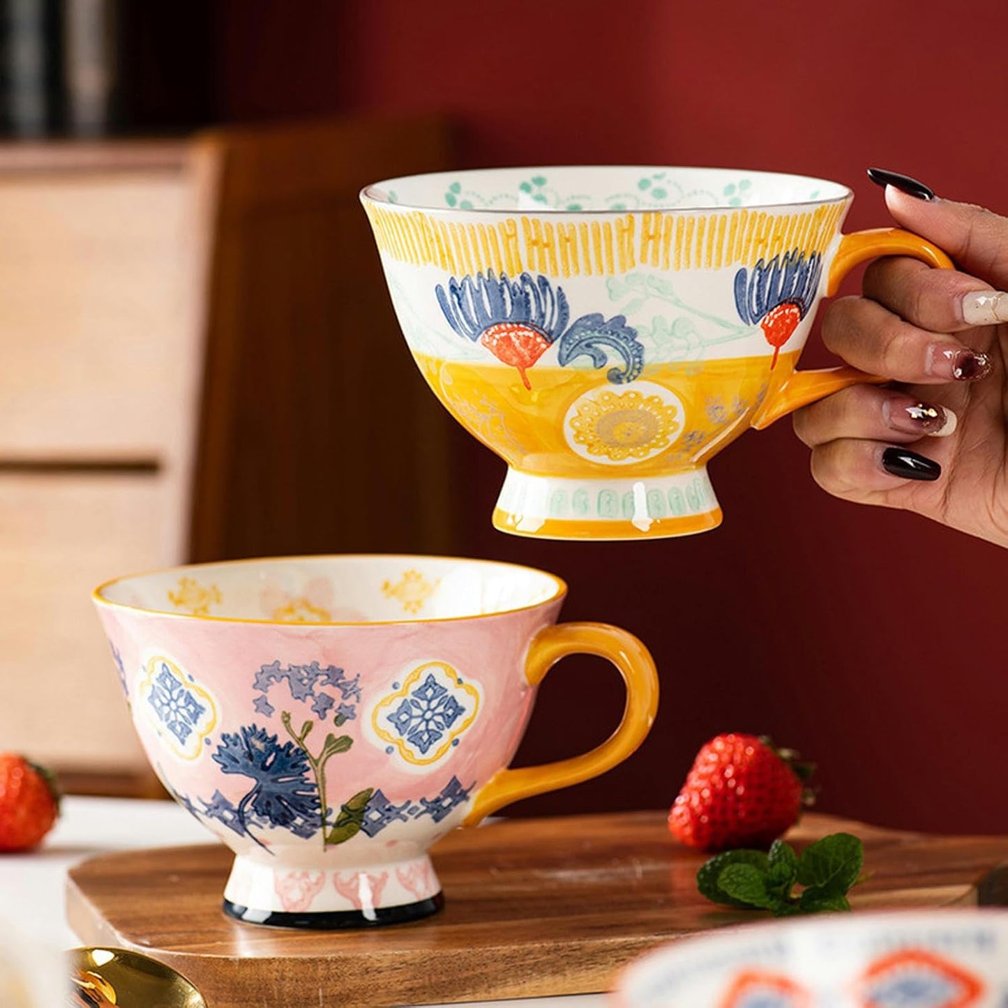420ml/14oz Ceramic Breakfast Milk Cup Couple Family Office Coffee Cup-Breakfast Cup
