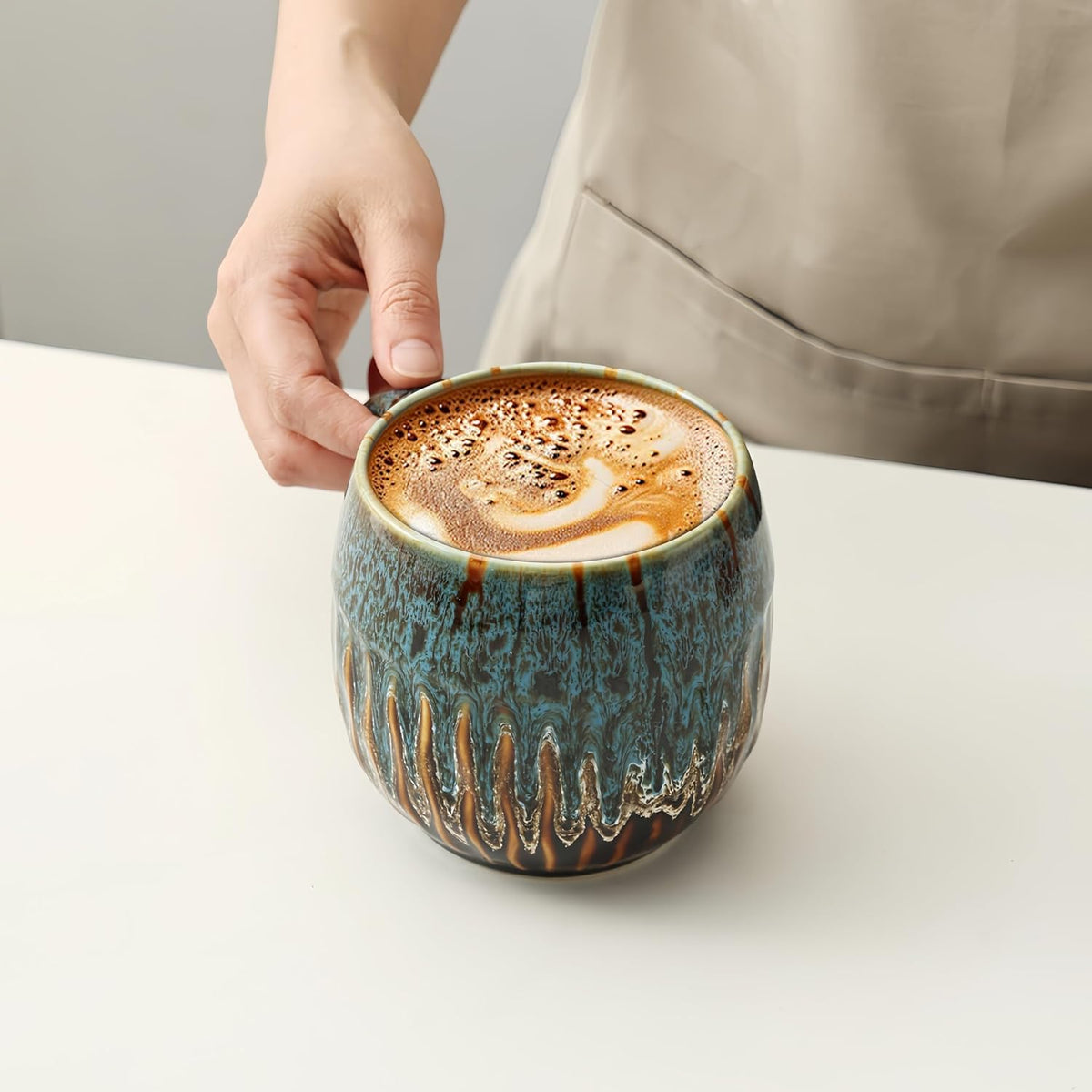 Large Ceramic Coffee Mug - 20oz Big Tea Cup, Blue | Large Tea Mug, Microwave Safe, Dishwasher Safe